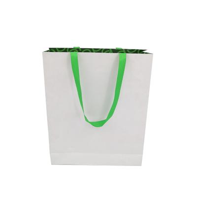 China Wholesale Recyclable Custom Design Printed Recyclable Gift Bags Ribbon Handle Packaging Paper Shopping Bag With Your Own Logo for sale