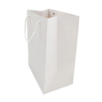 China Wholesale Recyclable Fabrics Custom Logo Recycled White Paper Shopping Bags With Handle Paper Gift Bag for sale