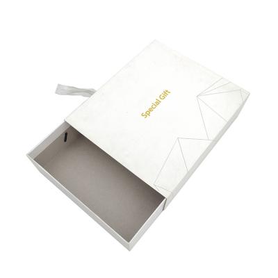 China Custom Logo Packaging Bag High Quality Recyclable With Slide Drawer Gift White Luxury Shopping Paper Bags With Ribbon Handle for sale