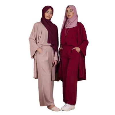 China Modest Muslimah Styling Hot Sell Islamic Clothing Fashion Dubai Daily Wear 3 Pieces Set For Muslim Women for sale