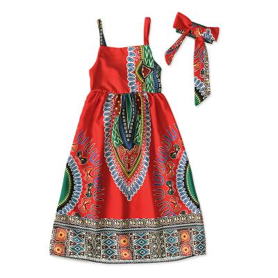 China Polyester Wholesale Backless Summer Girls African Dress 2~5 Years New African Kids Print Dresses for sale