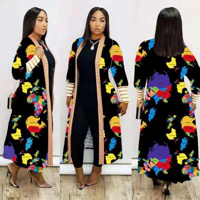 China Wholesales Fashion QUICK DRY Slim Cardigan Women Clothing Wholesales African Print Jackets Long For Ladies for sale