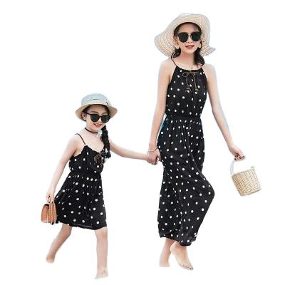 China 2021 QUICK DRY New Summer Family Clothing Set Print New Look Ladies Holiday Polka Maxi Rayon Dresses for sale