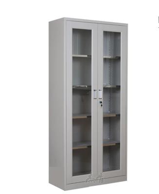 China Adjustable (height) Tall locking large double glass swing doors metal file steel storage cabinets with four adjustable shelves for sale