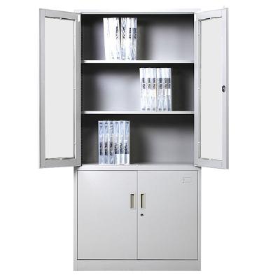 China Adjustable (height) Cheap vintage metal lockable heavy duty cupboard with glass doors for sale