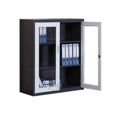 China Adjustable (height) Half Glass Half Metal Swing Door Filing Cabinet Two Colors for sale