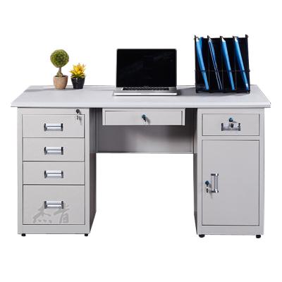 China Adjustable (height) Professional office MDF Plate Wooden computer desk Metal Frame with Two Cabinets for sale