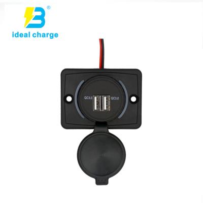 China Fast Charge 3.0 Dual Water And Dust Proof USB Car Charger Installed On Bus Vs Seat UCC-311 Dual QC3.0 for sale