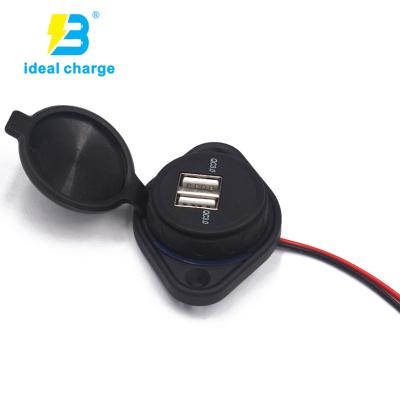 China 12V/24V QC3.0 Car/Boat/Motorcycle Charger Socket Waterproof Dual USB Mobile Phone Fast Power Outlet for sale