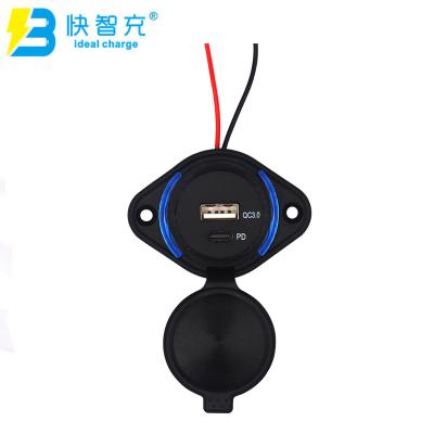 China Latest special nylon plastic design offers dual mobile car charger for bus in-car QC3.0+PD for sale