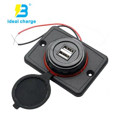 China ABS Motorcycle Electric Vehicle Charger 12V Built In Car Dual USB Car Charger With Cable Element for sale