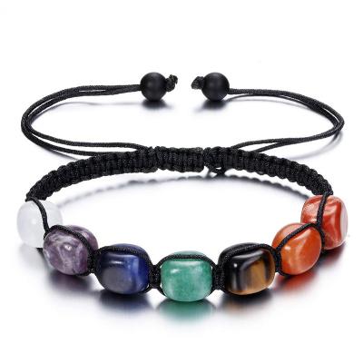 China Fashion Simple Woven Crystal Bracelet Chakra Bead Vintage Bangle Bracelet For Women Man for sale