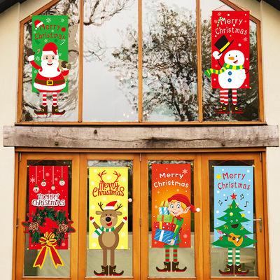 China 2022 New Year Merry Christmas Decor Window Hotel Mall Stage Decoration Christmas Door Hanging Flag Christamas Home Decoration for Christmas Home for sale