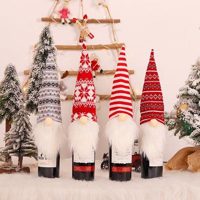 China Popular 2022 Christmas Decorations Christmas New Year Gift Santa Claus Wine Bottle Dust Cover for Home Dinner Table Decor 2021 for sale