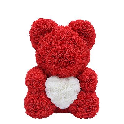 China Romantic Real Preserved Flower Teddy Bear Rose Bear Valentine Girlfriend Anniversary Gift Foam Rose Heart Bear Wedding Party Decoration 40CM for sale