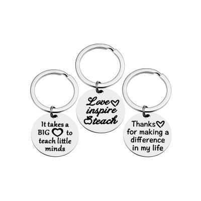 China 2022 Fashion Stainless Steel Silver Titanium Key Chain Key Chain Fashionable Steel Key Chain Inscription Teachers' Day Key Chain For Women Men for sale