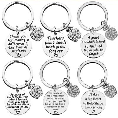 China 2022 New Style Silver Metal Stainless Steel Key Chain Fashionable Teachers' Day Thanksgiving Key Chain For Women Men for sale