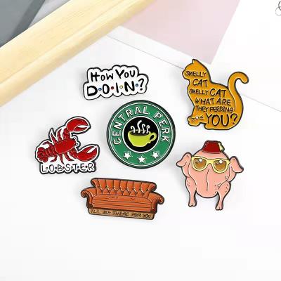 China Fashionable New Pattern Cat Crab Brooch Pins Cartoon Brooch Gift Badges, Friends TV Show Enamel Pins For Women Men for sale