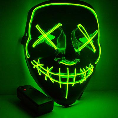 China Hot Sale Halloween Amazon Cosplay Led Mask Cosplay Party Funny EL Wire Mask Light Up EL Wire Purge Neon Mask for sale