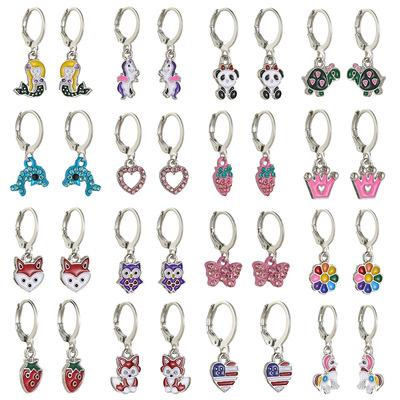 China Hot Sale Trendy Fashion New Stainless Steel Dangle Earrings Set Multi-shape Circle Animal Earrings Set For Women for sale