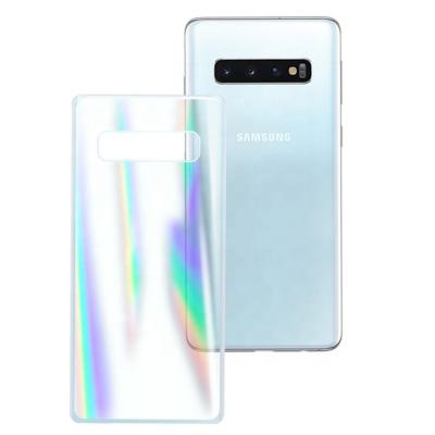 China Mobile Phone Luxury Glow Tempered Glass Colorful Glossy Phone Plating Aurora Laser Back Cover For Samsung S10+ for sale