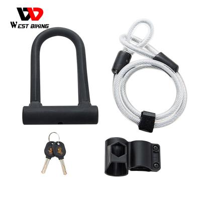 China WESTERN BIKING Anti-theft Bicycle Security MTB Road Bike Steel U-lock Heavy Duty Lock With Cable for sale