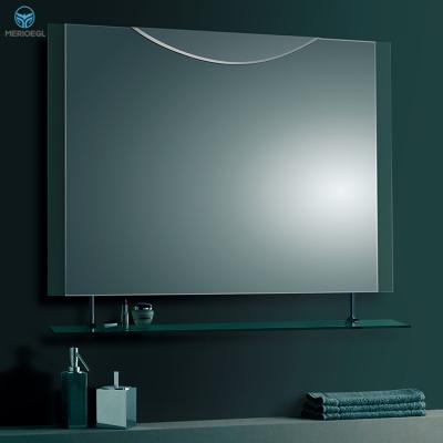 China Chinese custom made frameless bathroom mirror large wall bathroom mirror with glass shelf for sale