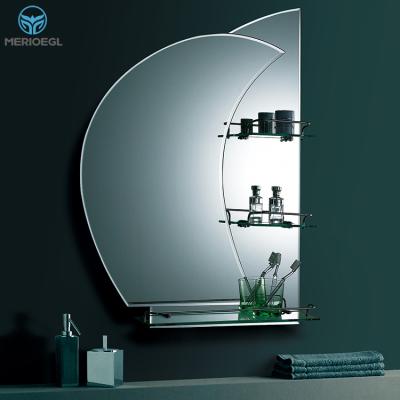 China Bathroom Specialize Decorative Designer Wall Mirror Shelf Furniture Home Interior Wall Mirror Elegant for sale