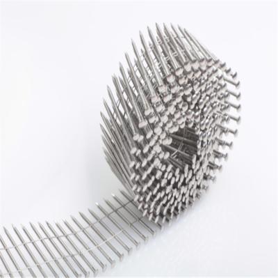 China 50mm Stainless Steel Coil Nails 15 / 16 Degree Screw Shank Wire Collated Nails for sale