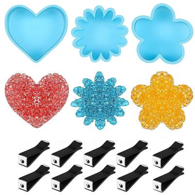 China Diy Amazon Craft Crystal Beads Jewelry Pendant Resin Mold Mold Hot Sale Freshies Car Supplies Shaped Silicone Wax Molds With Air Vent Clips, TOYS0991 for sale