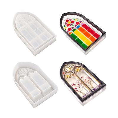 China Hot Sale Amazon Church Window Storage Box Silicone Mold Soap Dish Mold Crystal Beads Jewelry Pendant Resin Diy Craft Resin Molds Rolling Trinket Tray Mold,TOYS0917 for sale