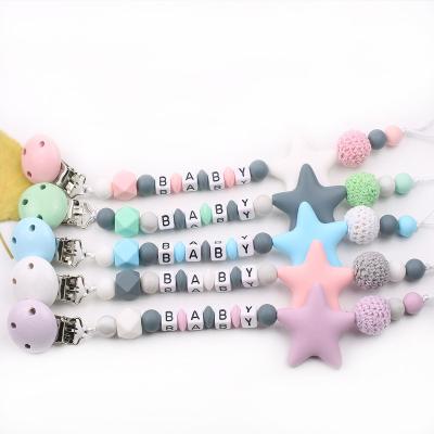 China 100%Food Grade Silicone Pacifier Clip Babies Boy Silicone Paci Clip Teething Relief Teether Toy Soothie Binky Holder BPA Free TOYS0699 for sale