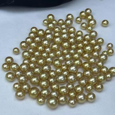 China Freshwater Pearl Zhu Ji Xian Ying Gold Cultured Pearl Strand Natural Freshwater String Big Hole Round Freshwater Pearl Beads for sale