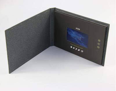 China Customized Design Black Lcd Video Book For Business Promotion , Frabic Line Cover for sale