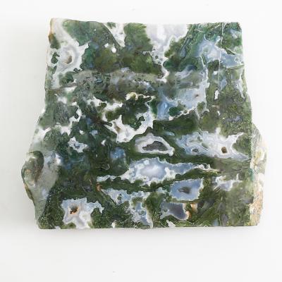 China Natural Gemstone Moss Agate Stone Slab Crystal Rough from Europe Slices Mineral Specimen for sale