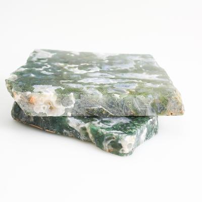 China Wholesale Natural Europe Green Agate Coaster Crystal Slices Crystal Stone Rough For Decor for sale