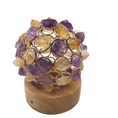 China Eco-friendly Natural Amethyst Quartz Crystal Stone DIY Pineapple Lamp for Meditation Reiki Spiritual Healing for sale