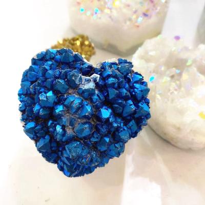 China Europe natural heart shaped crystal for healing stone electroplate quartz cluster for sale