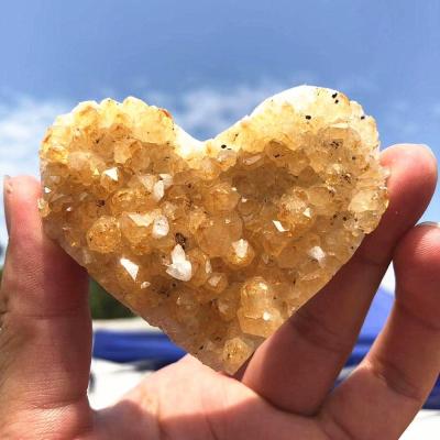 China High Quality Natural Crystal Cluster Heart Citrine Geodes from China for sale