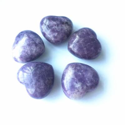 China Wholesale Europe Natural Healing Crystals Stone Carving Crafts Lepidolite Heart For Healing Crystals for sale