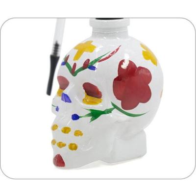 China China White Painting Glass Material Skulls Shape Water Pipe Smoking Healthy Smoking for sale