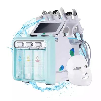 China Face Lift 7 in 1 Dermabrasion Water Oxygen H2O2 Machine Facial Small Bubble With LED Light Therapy Face Mask Beauty Machine for sale