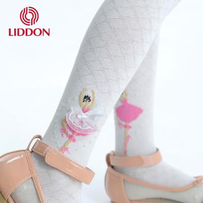 China White Breathable Kids Jacquard Pantyhose Pantyhose With Sewn Decorate for sale