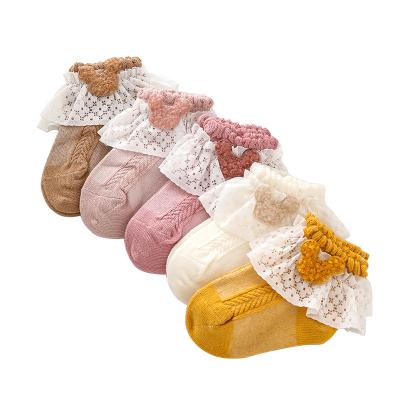 China Wholesale Custom Kids Breathable Lace Up Socks, Make Your Own Baby Cute Lace Cotton Socks for sale