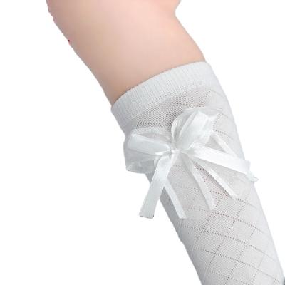 China Wholesale Loose Cute Funny Breathable Girl's High Knee High Fashion School Bow Tube Socks Princess Cotton Boot for sale