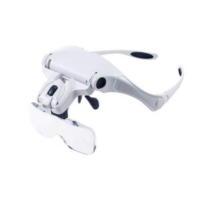 China ABS\PMMA Head-Mounted Magnifier Five Dual LED Lights Multiples Reading Maintenance And Inspection Magnifier for sale