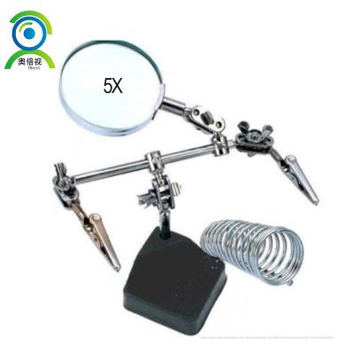 China Plastic Desktop Card Three Hands Auxiliary Clip Magnifying Glass for sale