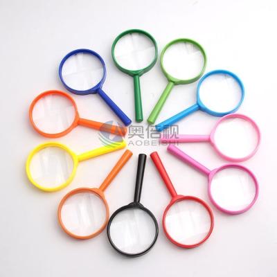 China Amazon.com High Quality Plastic Wholesale Hot Selling 60 Mm Magnifying Glass Cheap Colorful Acrylic Magnifying Toy Kid's Toy For Children for sale