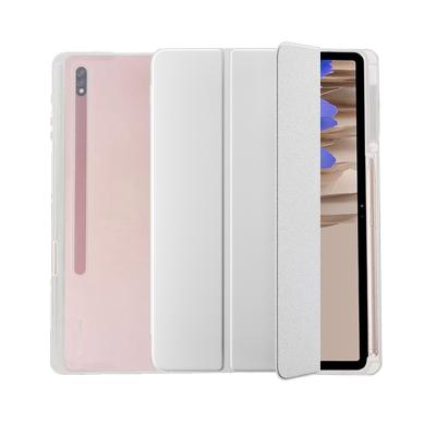 China Stand Auto-sleep Magnetic Function Transparent Acrylic Case Accept Pencil Holder Tablet Case For Samsung t736 s7 plus t970 s7 tag fe for sale