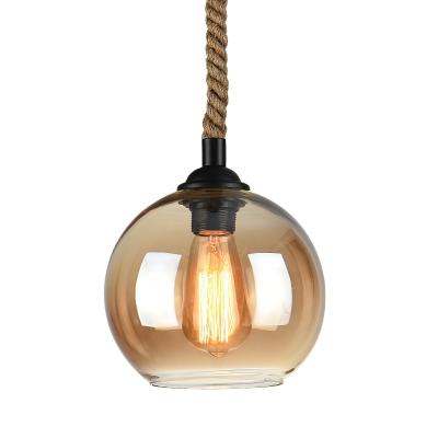 China Retro Industrial Nature Style Rope Pendant Lights Home Decorative Clear Amber Kitchen Restaurant Lamps for sale